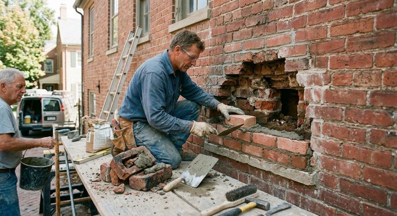 Our team working on Masonry Service projects in Jackson, MI
