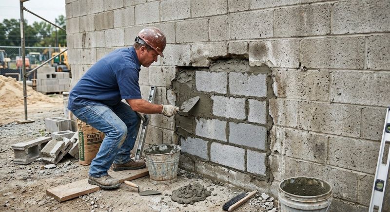 Cinder Block Wall Repair in Cement City, MI