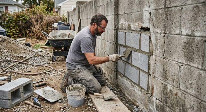 Cinder Block Wall Repair in Jackson, MI