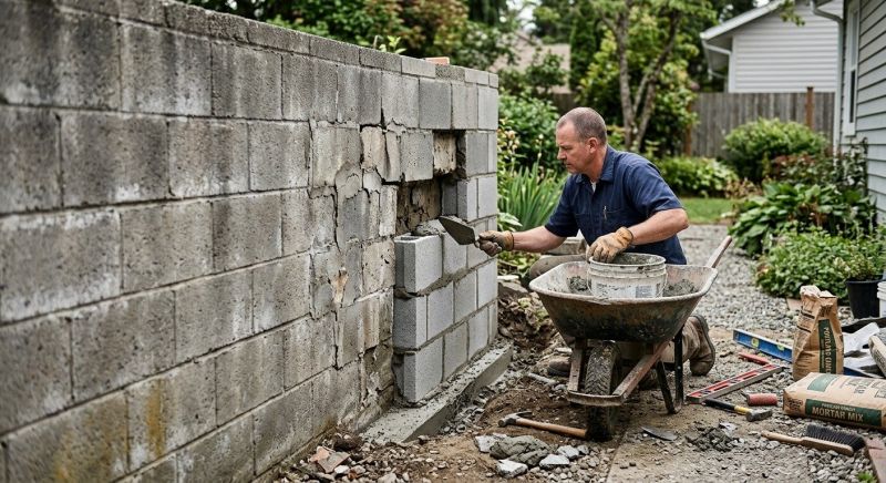 Cinder Block Wall Repair in Jackson, MI