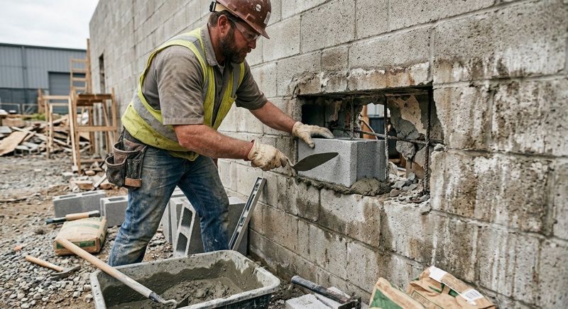 Cinder Block Wall Repair in Jackson, MI