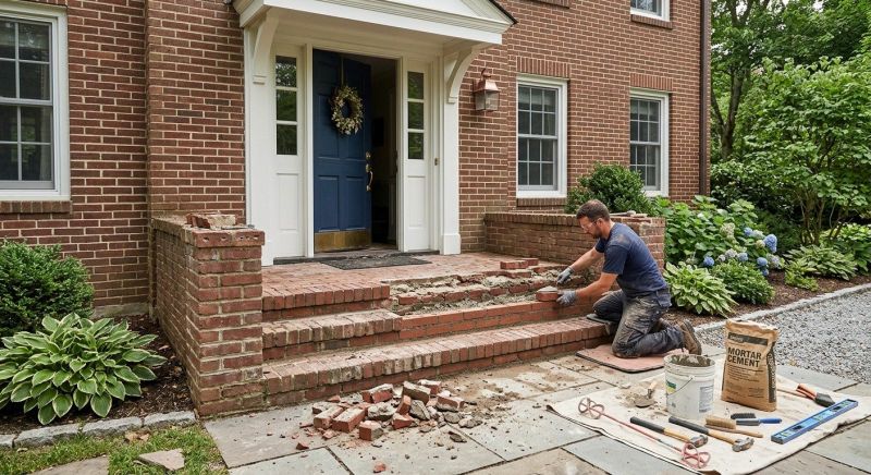 Entryway Brick Repair in Jackson, MI