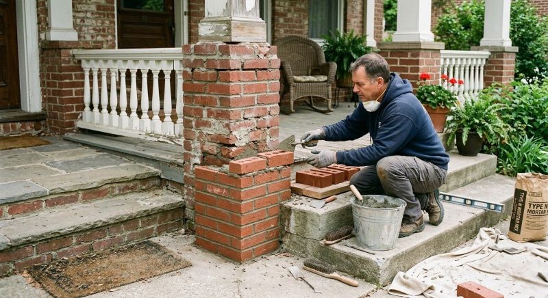 Porch Brick Repair in Jackson, MI