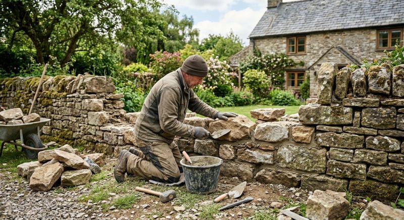 Stone Wall Repair in Brooklyn, MI